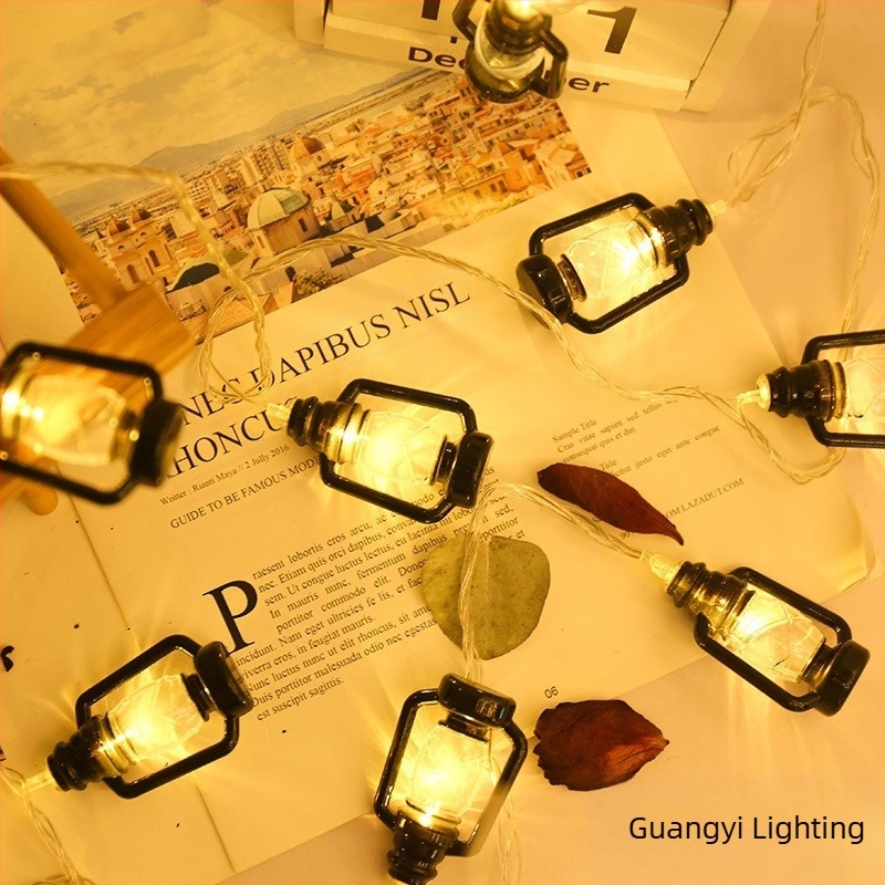 Kültéri LED-sor – retró lámpa-stílus, Nichia LED-ek, 20 LED, 4,5V, állítható fényerő, elemes, modell GY-MA007