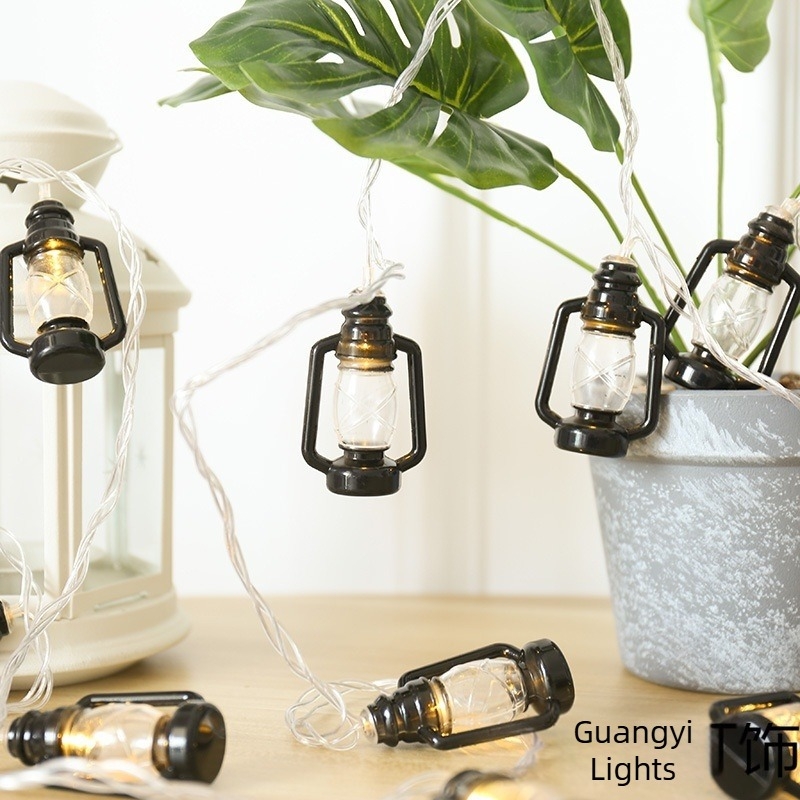 Kültéri LED-sor – retró lámpa-stílus, Nichia LED-ek, 20 LED, 4,5V, állítható fényerő, elemes, modell GY-MA007