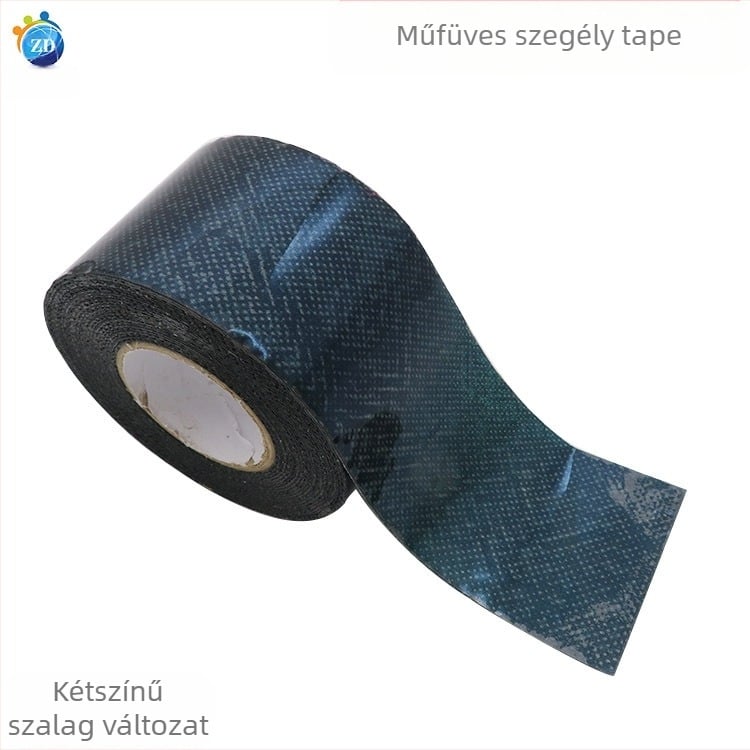 Műfüves varratszalag, kétoldalas, nem szövött alapú hátoldallal, gumi-alapú ragasztó, 0,6 mm vastagság, papírmag