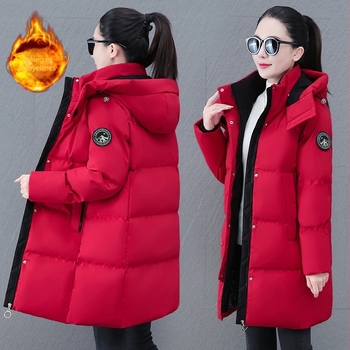 Női középhosszú poliészter kabát selyemszerű töltettel, hosszú ujjak, levehető kapucni, cipzár