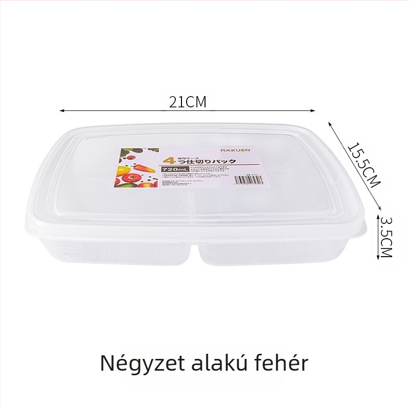 PP anyagú négy rekeszes ételtároló doboz hűtésre, éttermek és konyhák számára