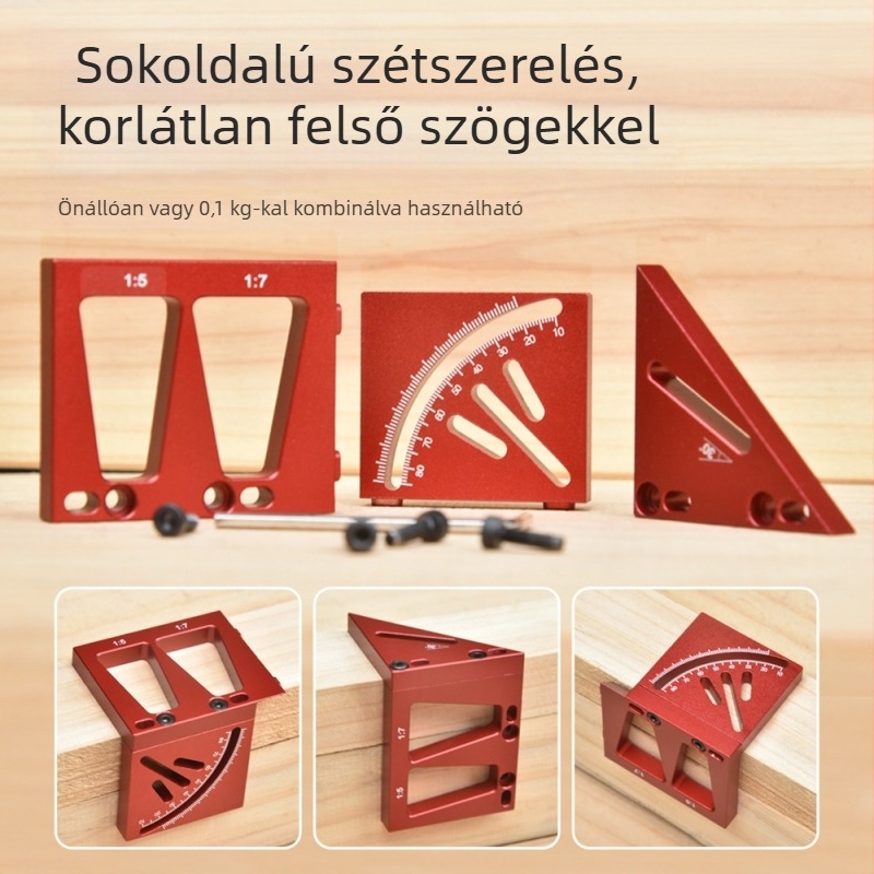 Onkel.J Faipari 45°-os szögjelölő és 90°-os vonalzó, kör középponti jelzővel