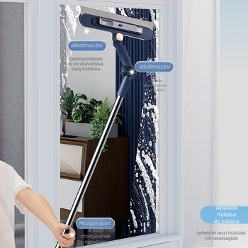 Rozsdamentes acélból készült, kétoldalas ablaktisztító és üvegkaparó háztartási használatra