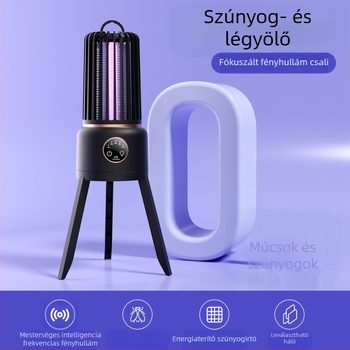 Beltéri/kültéri szúnyogirtó lámpa — LED fényhullám alapú csapda és elektromos halál, beépített 2000–2500mAh akkumulátor, 11–20㎡ lefedettség