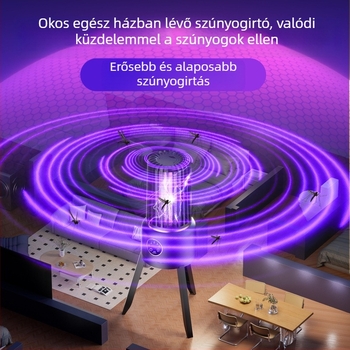 Beltéri/kültéri szúnyogirtó lámpa — LED fényhullám alapú csapda és elektromos halál, beépített 2000–2500mAh akkumulátor, 11–20㎡ lefedettség