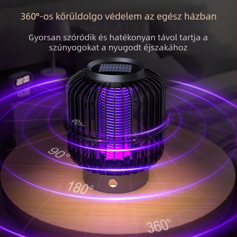 Szúnyogölő lámpa elektromos sokkal, madárkalicka-stílus, beépített akkumulátor, LED környezeti fény, 21–30㎡ lefedettség, 1 órás töltés