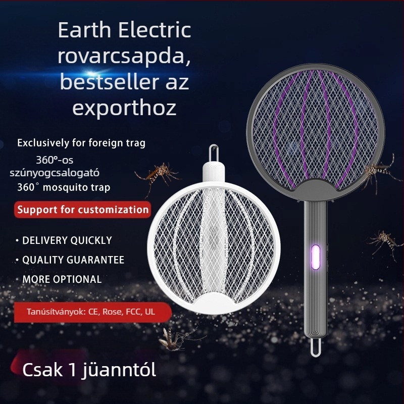Elektromos szúnyog-ütő - összecsukható 4 az 1-ben, újratölthető, LED világítás, beépített akkumulátor 501–800mAh