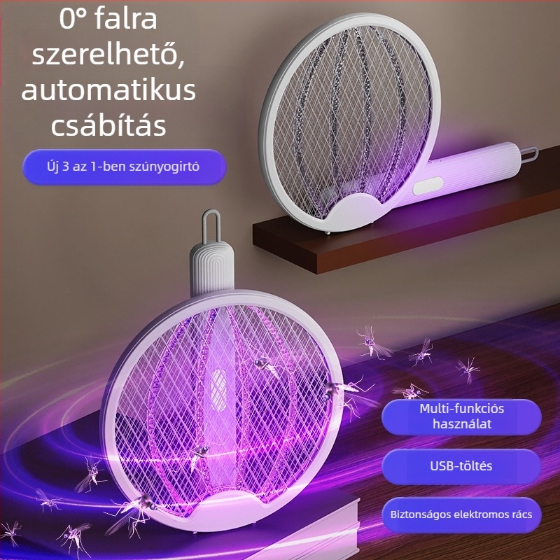 Elektromos szúnyog-ütő - összecsukható 4 az 1-ben, újratölthető, LED világítás, beépített akkumulátor 501–800mAh