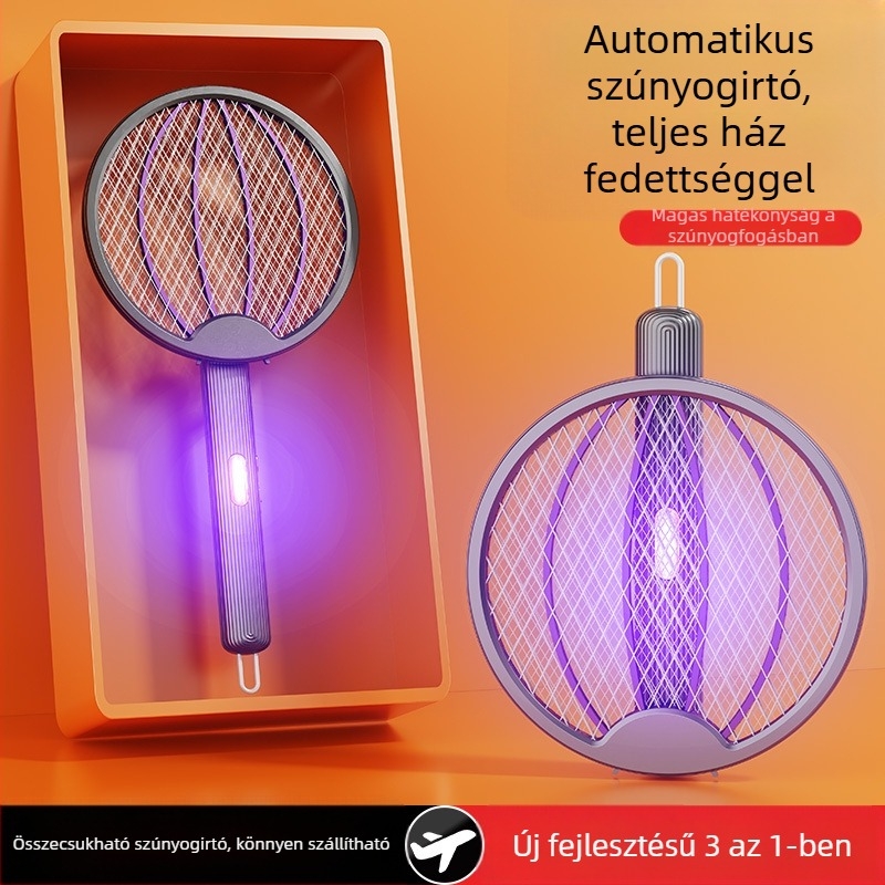 Elektromos szúnyog-ütő - összecsukható 4 az 1-ben, újratölthető, LED világítás, beépített akkumulátor 501–800mAh