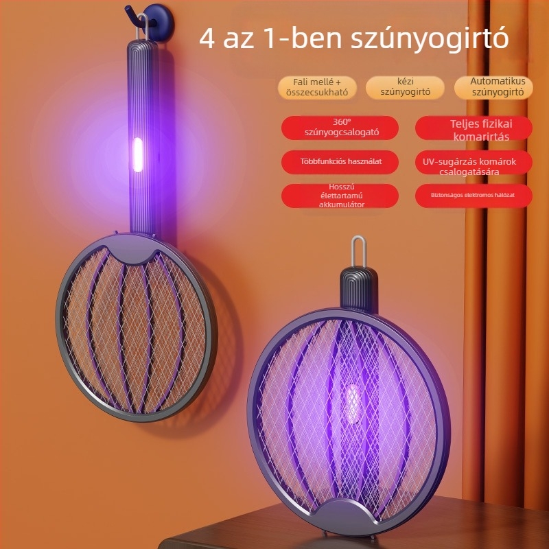 Elektromos szúnyog-ütő - összecsukható 4 az 1-ben, újratölthető, LED világítás, beépített akkumulátor 501–800mAh