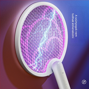 Összecsukható elektromos szúnyogcsapó, beépített 501–800 mAh akkumulátorral, 180°-os forgás, 21–30 m² lefedettség, NiZnFe háló