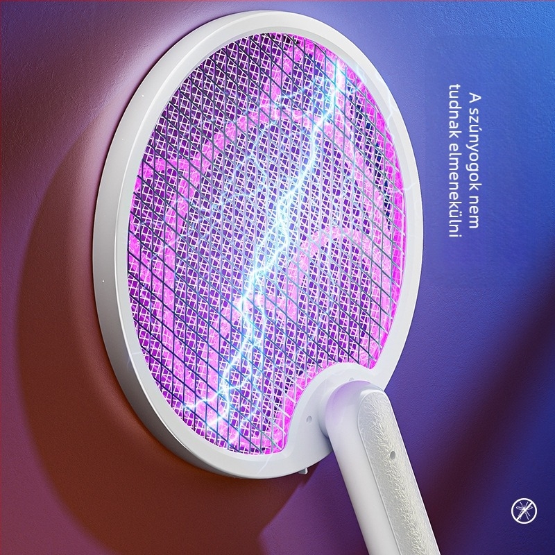 Összecsukható elektromos szúnyogcsapó, beépített 501–800 mAh akkumulátorral, 180°-os forgás, 21–30 m² lefedettség, NiZnFe háló