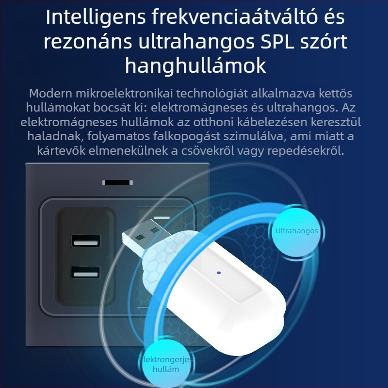 C20 Többcélú rovarriasztó — csendes akusztikus hullámmal rovarriasztó a szúnyogok és csótányok ellen, USB tápegység, 5W/5V