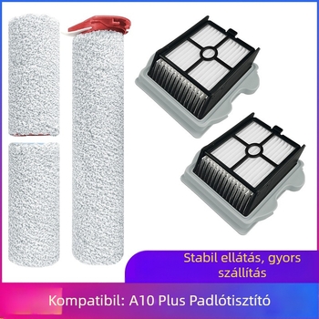 Roborock A10 padlótisztító robothoz készült fő kefefej és szűrőelem – plüss dupla hengergörgős fej, kompatibilis Ultra/E/Plus, modell A10, 101–150 m²-re, otthoni használatra.