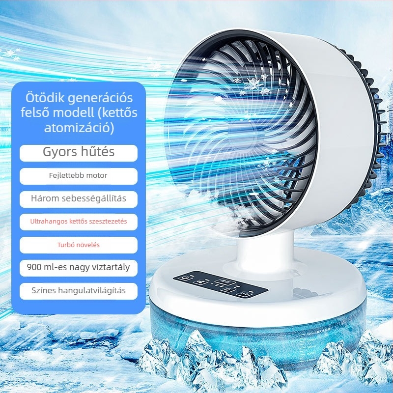 USB asztali hajlított levegőáramlás ventilátor, csendes turbina kialakítás, 3 sebesség, 21×21×32 cm