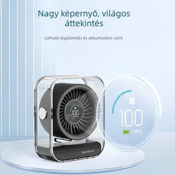 Asztali USB-s ventilátor beépített 4000-6000 mAh akkumulátorral, brushless motor, 6 lapát, 5 V