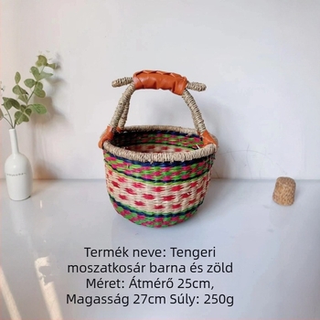 Kézzel font bevásárló kosár fűzfa és szalma anyagból, ZB-073 modell, pásztor stílus, sokoldalú felhasználás otthoni tároláshoz, piknikhez és íróasztal rendezéséhez