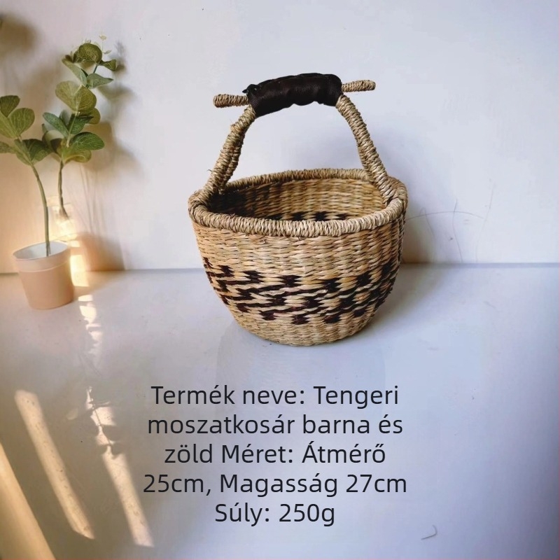 Kézzel font bevásárló kosár fűzfa és szalma anyagból, ZB-073 modell, pásztor stílus, sokoldalú felhasználás otthoni tároláshoz, piknikhez és íróasztal rendezéséhez