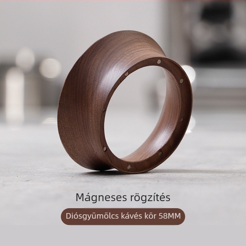 Diófából készült adagológyűrű eszpresszó őrlőhöz és olasz kávéfőző fogantyúhoz – kézi kiegészítő