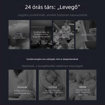 Otthoni légtisztító – Formaldehid eltávolítása, alacsony zaj (<36 dB), 50 m³/h légáramlat, 10 m²-es lefedettség, Kompozit szűrő