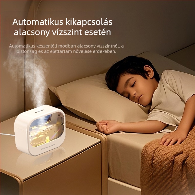 Otthoni aromaterápiás párásító-diffúzor – csendes USB tápegység, 2 W, 10–20 m², 0,5 L alatti tartály