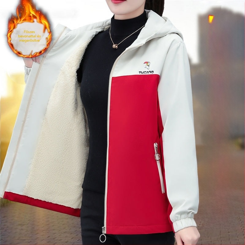 Kapucnis kabát, vastag anyag, cipzár, viszkóz/poliészter 95%+, laza szabás — 2024 tél