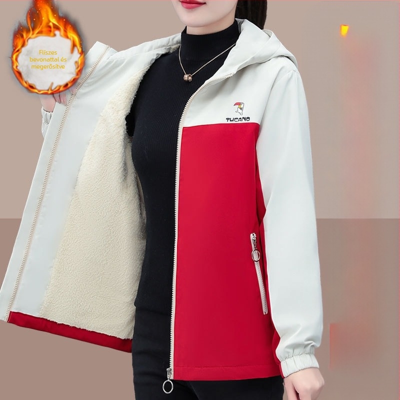 Kapucnis kabát, vastag anyag, cipzár, viszkóz/poliészter 95%+, laza szabás — 2024 tél