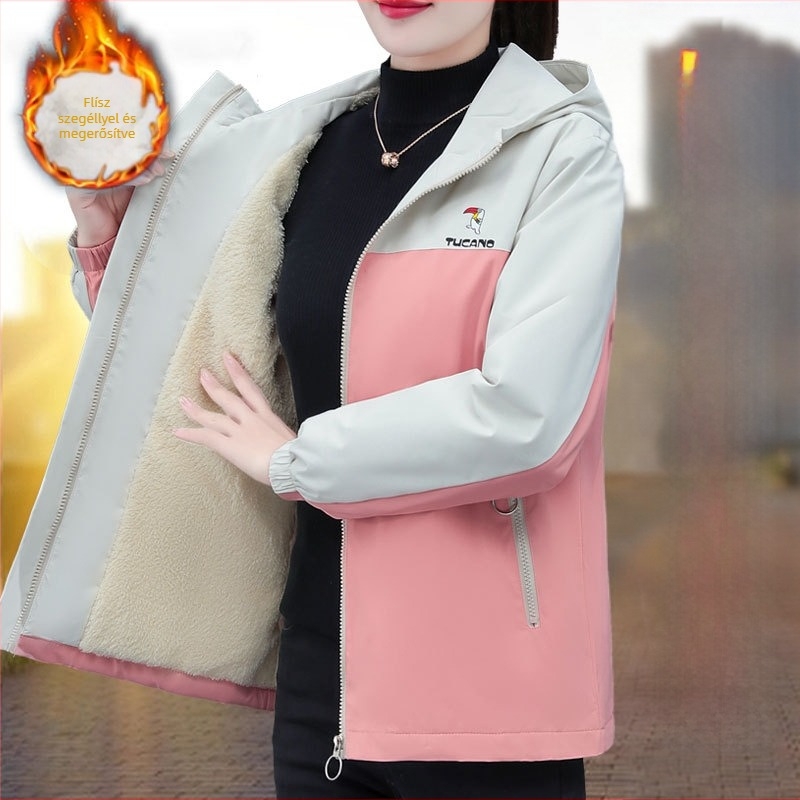 Kapucnis kabát, vastag anyag, cipzár, viszkóz/poliészter 95%+, laza szabás — 2024 tél