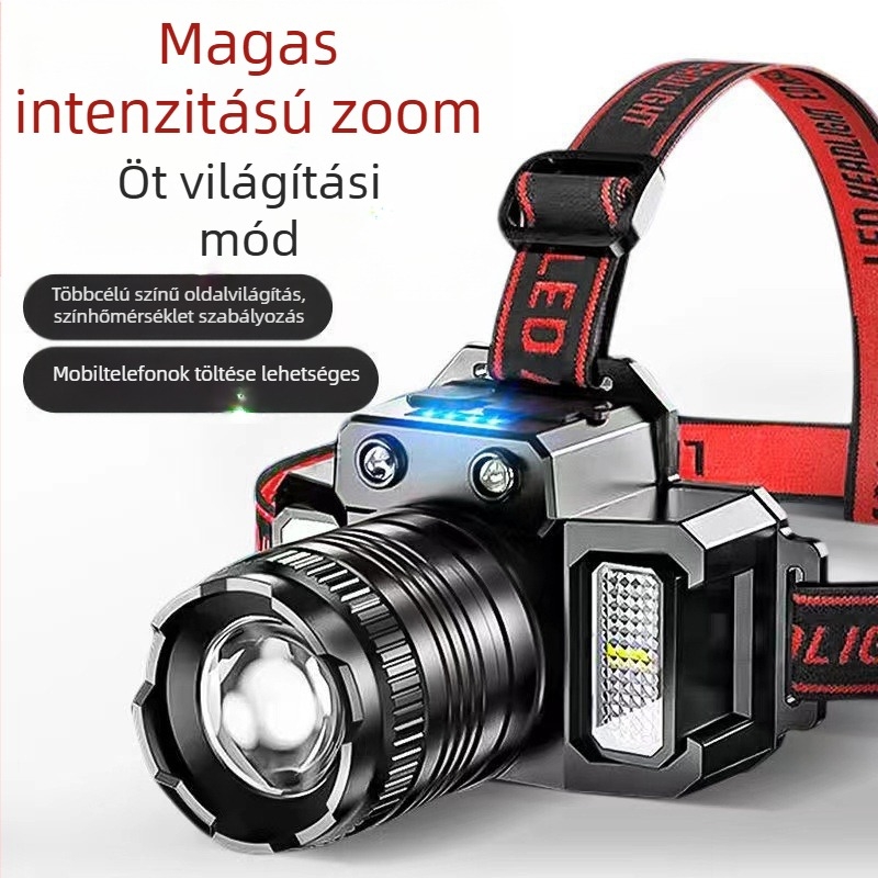 Fejlámpa LED-del, 3W, 1500mAh, kézi hajtású, 200–500 m hatótávolság