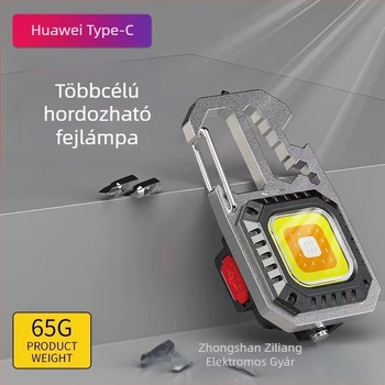 COB LED kulcstartó lámpa, 10W, 500mAh újratölthető, alumíniumötvözet test, kampó