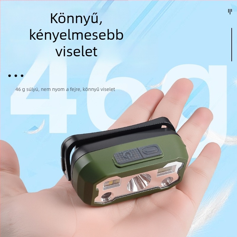 LED fejlámpa, 5W, Type-C töltés, magas sűrűségű Li-ion akkumulátor, 200-500 m hatótávolság