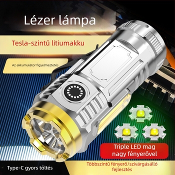 Sapkára clipelhető LED zseblámpa, 5W, újratölthető, műanyag test, hatótáv 50–100 m