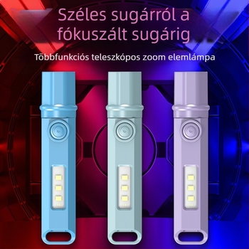 LED újratölthető mini teleszkópos elemlámpa, multifunkcionális kültéri használatra, 1W, 1200 mAh, hatótávolság 100–200 m, üzemidő 3–5 óra