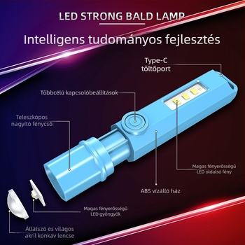 LED újratölthető mini teleszkópos elemlámpa, multifunkcionális kültéri használatra, 1W, 1200 mAh, hatótávolság 100–200 m, üzemidő 3–5 óra