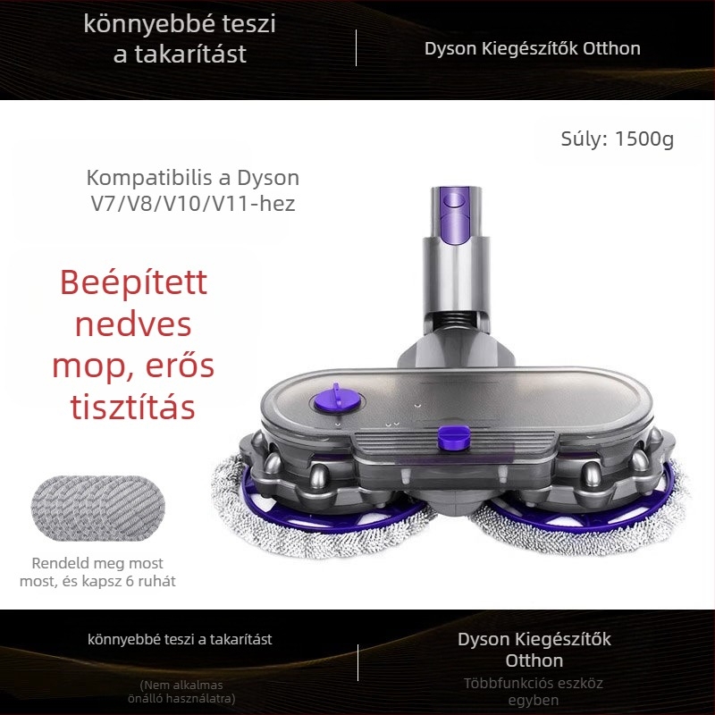 Dyson porszívó kiegészítő: mop fej kompatibil V6–V15 modellekhez, nedves és száraz tisztítás