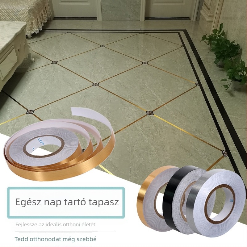 Csempeél-dekoratív öntapadós szalag — PET anyagú, vízálló, egyszínű, 1 db, nappaliba, hálószobába, dolgozószobába és fürdőszobába