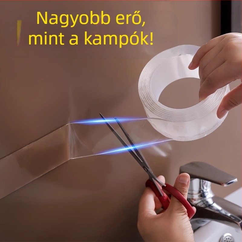Nano kétoldalú ragasztócsík, magas tapadással falra szereléshez, vízálló és átlátszó gépjárműhasználatra