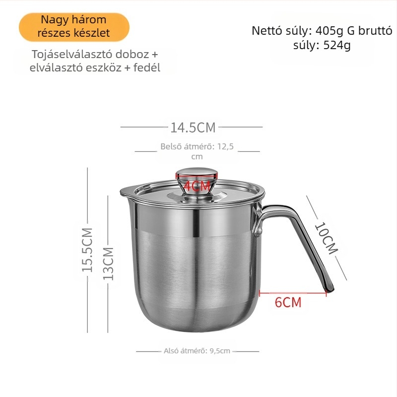 Haobai 304 rozsdamentes acél tojásfehérje szeparáló hordó alakú dizájnnal, háztartási sütéshez