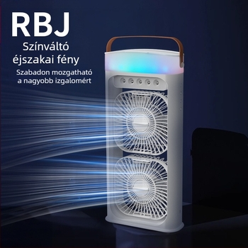 Háztartási kettős fejű permetezős ventilátor beépített akkumulátorral, 5V/12W, 2000–4000 mAh, 3 sebesség, zaj ≤36 dB