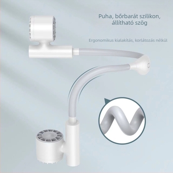Nyakba akasztható hordozható ventilátor kettős turbínákkal, beépített akkumulátor, USB töltés, 3 fokozat, brushless motor