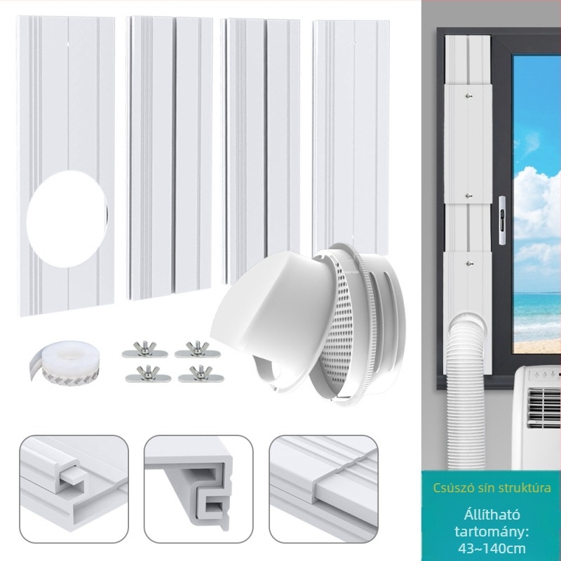 Hordozható klímaberendezéshez szélvédő készlet, állítható ablakszigetelésével és univerzális 4 az 1-ben interfeszsel, modell 9000111