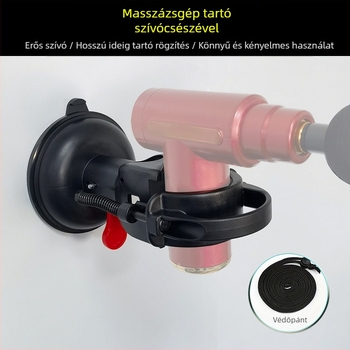 Masszírozó pisztoly tartó vákuumos csészével a nyaki izmok ellazításához • Kefe nélküli motor • 5 sebesség vagy több • 1 masszázsfej • Beépített akkumulátor nélkül • Zaj < 36 dB