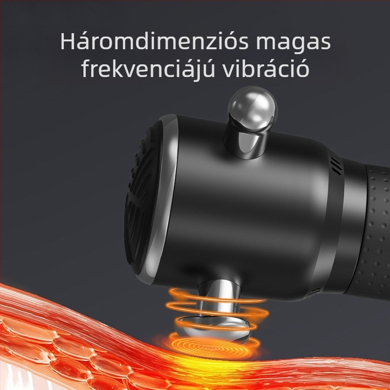 Fascia masszírozó brushless motorral, LCD kijelzővel, 3 sebesség, 3 fej, beépített akkumulátor 1200–2000 mAh (3–6 óra)