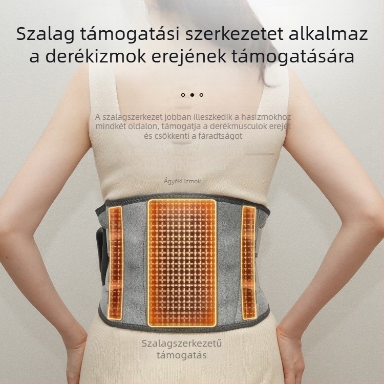 Újratölthető elektromos melegítő masszírozó derekának öv vibrációs forró kompresszióval, 45-65°C, 7.5W, 3.7V