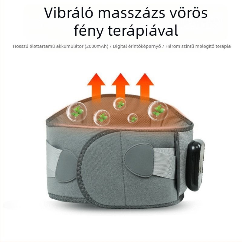 Újratölthető elektromos melegítő masszírozó derekának öv vibrációs forró kompresszióval, 45-65°C, 7.5W, 3.7V