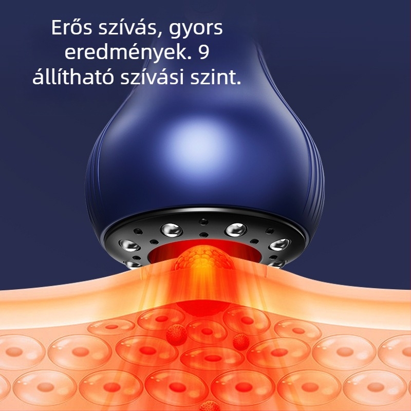 USB-s tápegységű vákuumos kupáló készülék meridián masszázshoz, modell A700, hőmérséklet-szabályozás 30–60°C, kilenc fokozat, ABS anyag