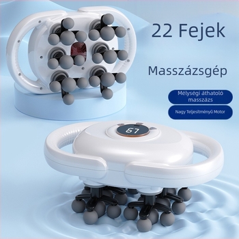 22-fejű fascia masszírozó, beépített akkumulátor 1200–2000 mAh, LCD-kijelző, többszintű sebesség, 6+ fej