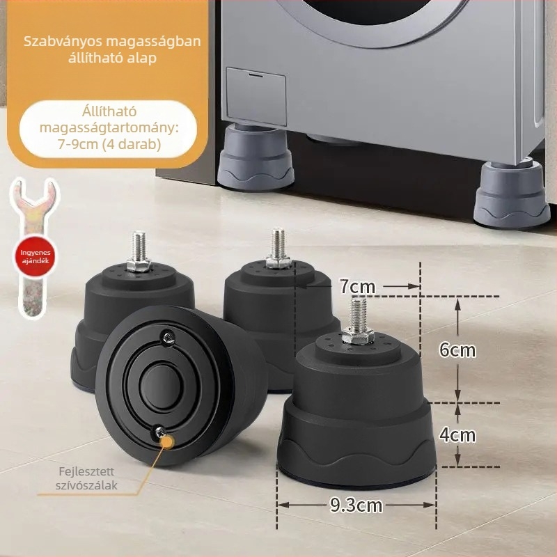 Mosógép dob alapzat – csúszásmentes, állítható, nedvességálló, vízelvezetés, műanyag kivitel