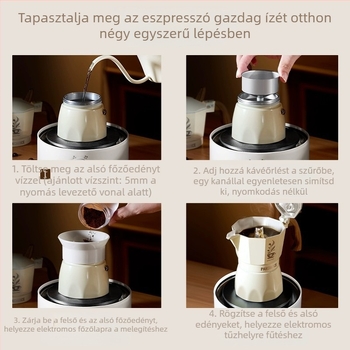 Egyszelepes Moka kanna – hordozható eszpresszó készülék kézi főzésre, kávé készlet, logó nyomtatással testreszabható