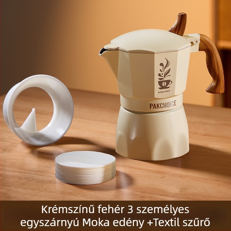 Egyszelepes Moka kanna – hordozható eszpresszó készülék kézi főzésre, kávé készlet, logó nyomtatással testreszabható